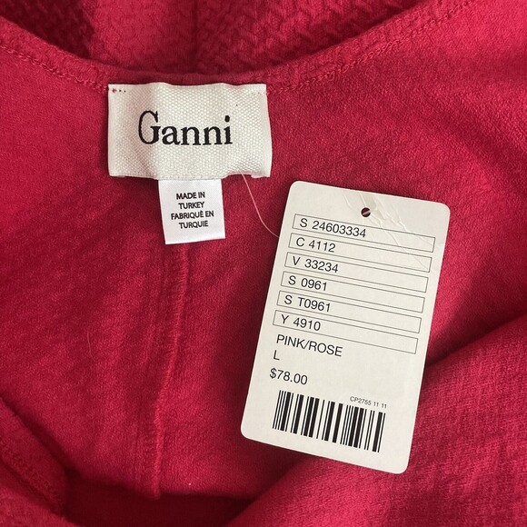 Ganni Anthropologie Textured Sleeveless Pink Peplum Tank Size Large Scoop Neck - Picture 9 of 10